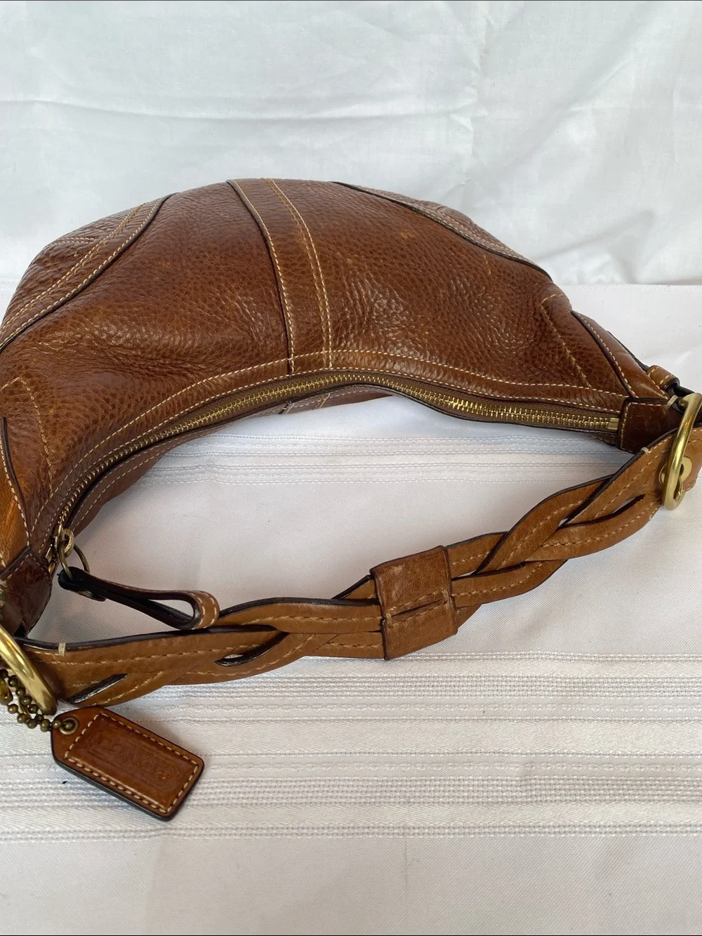 Coach 10042 Tobacco Pebbled Brown Soho Dylan Leather Shoulder Hobo Bag